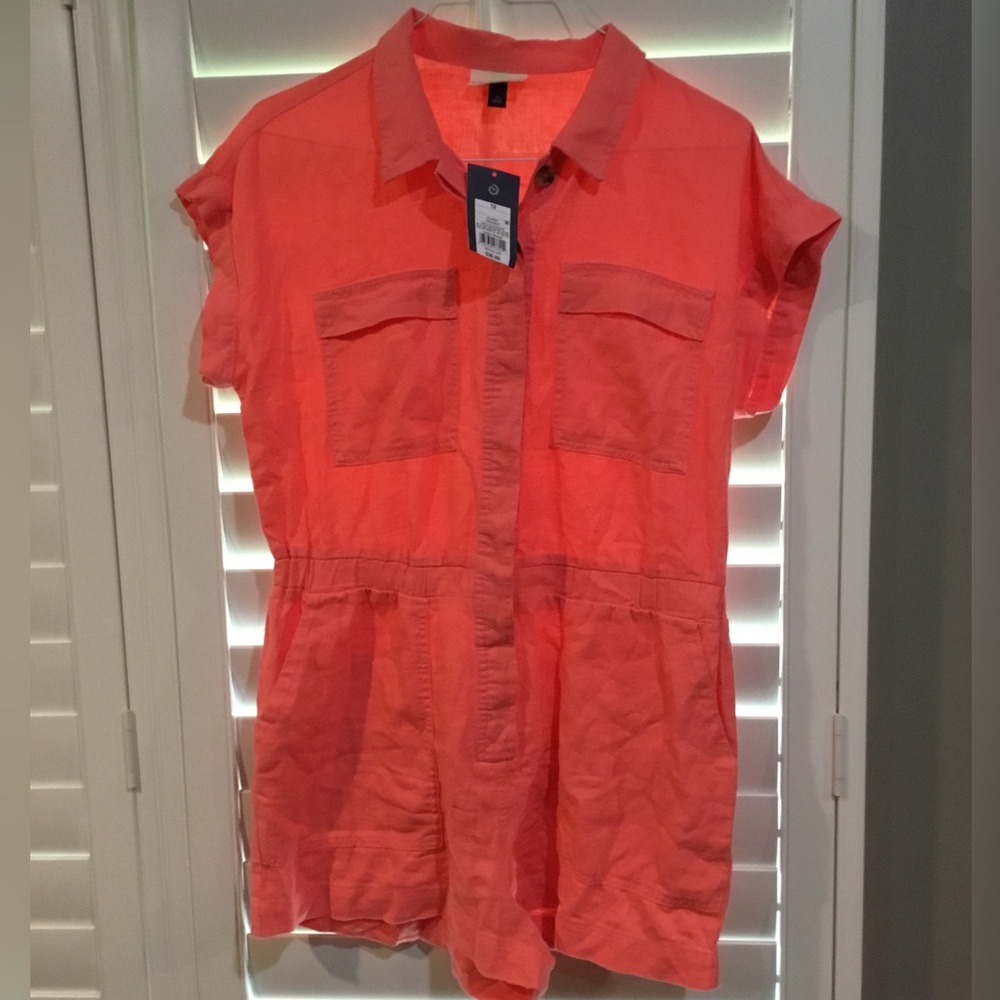 Women’s Short Sleeve Romper - Universal Thread - Coral Pink - Picture 3 of 4